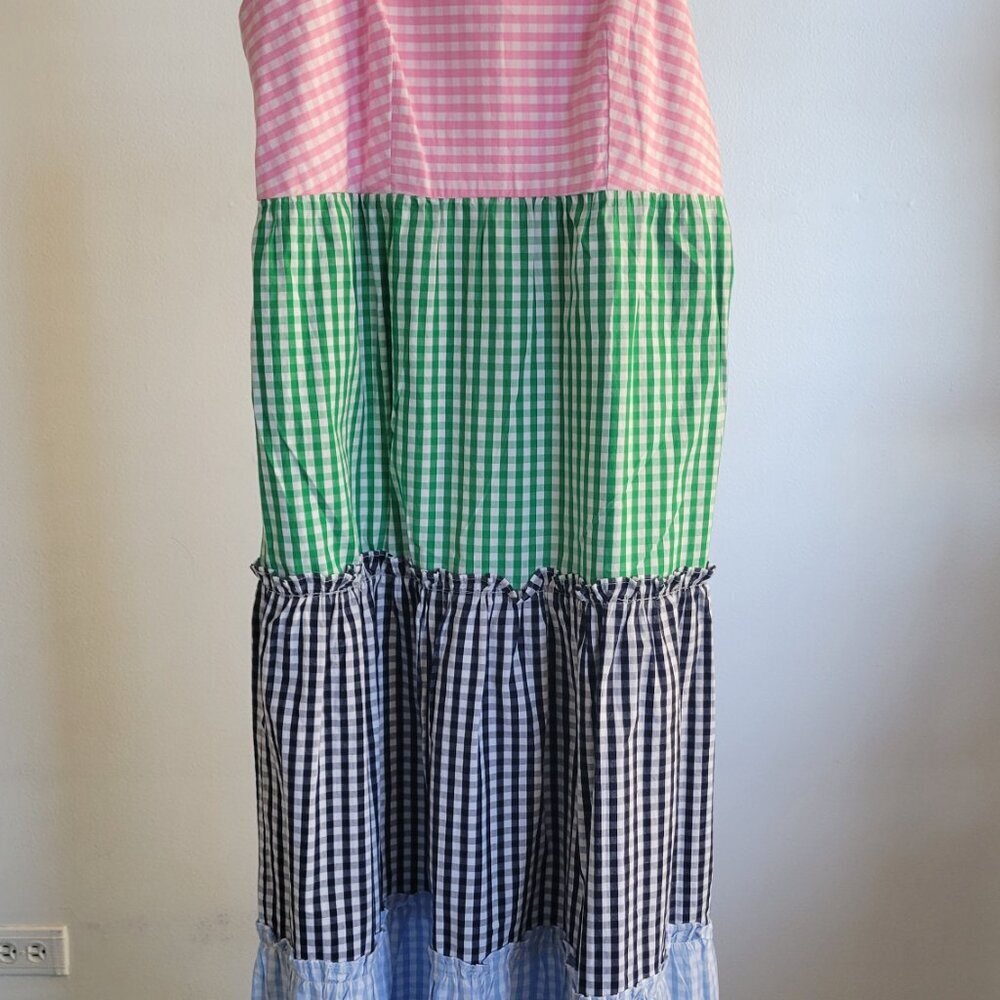 NWT- Crown & Ivy Gingham Color Block Tiered Maxi Smocked Back Dress (S: M) - Picture 9 of 15